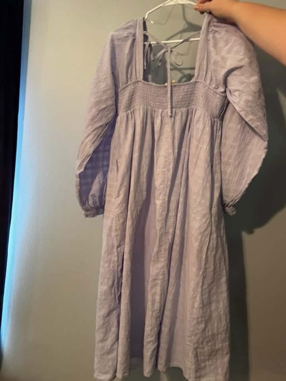 Ladies Smocked Bodice Dress with tie neck 100% cotton